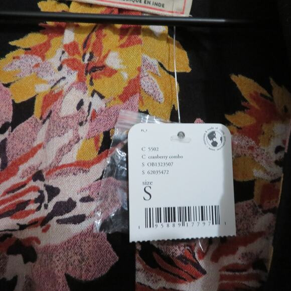 Free People Womens Sz S Cranberry Combo Niya Jacket Duster Floral Long Line - Picture 5 of 6